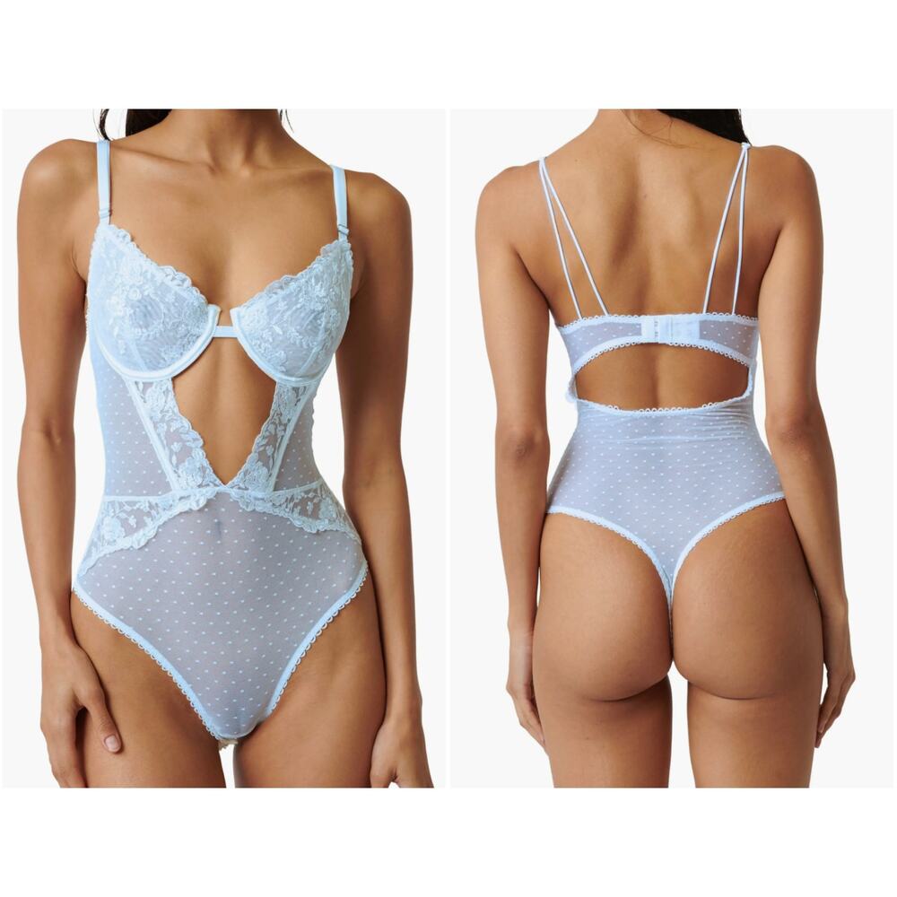 NWT Kat the Label Nicolette Underwire Teddy Bodysuit Lace Bridal White Medium